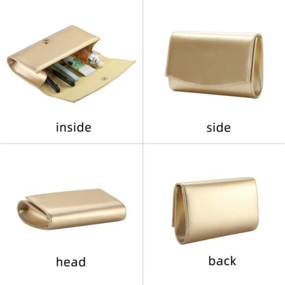 Women Vegan Leather Fashion Clutch Gold - Picture 7 of 7